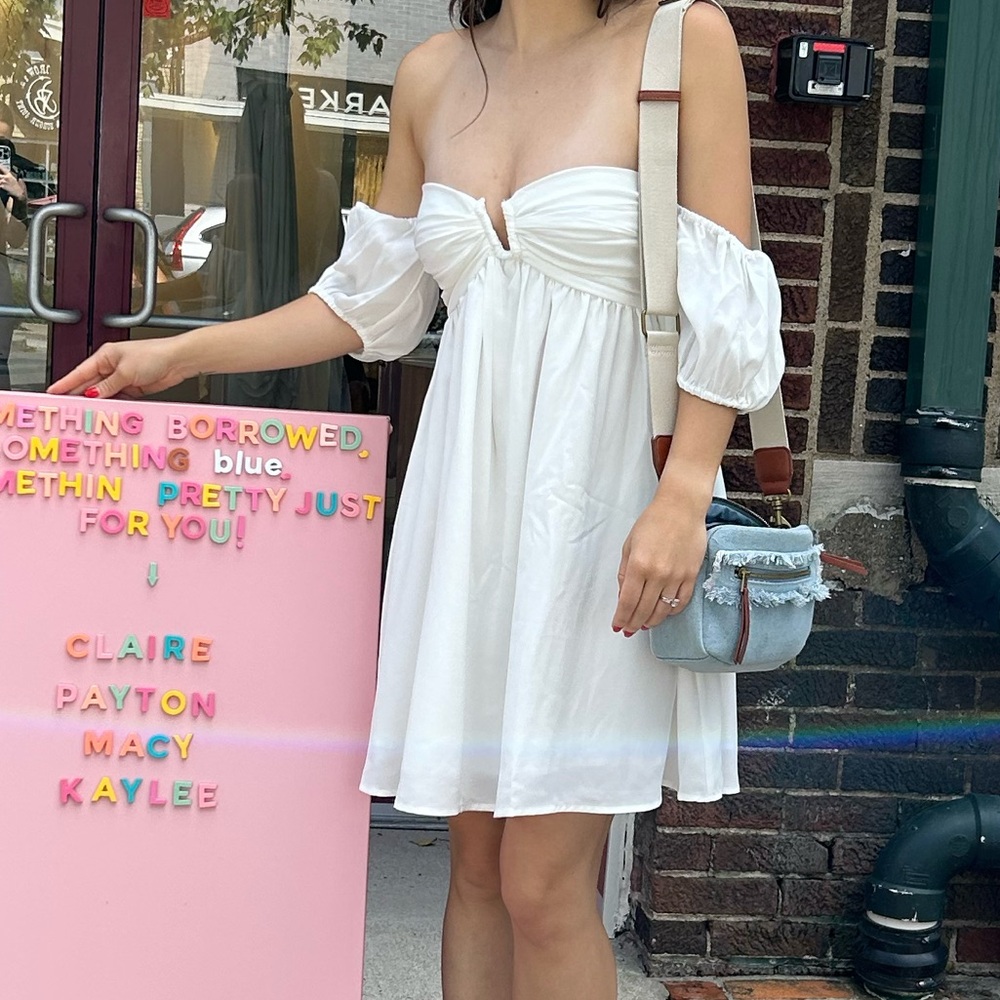 Lulu's White Off-Shoulder Mini Dress - Picture 2 of 5